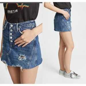 Free People “Harvey” Distressed Denim Mini Skirt